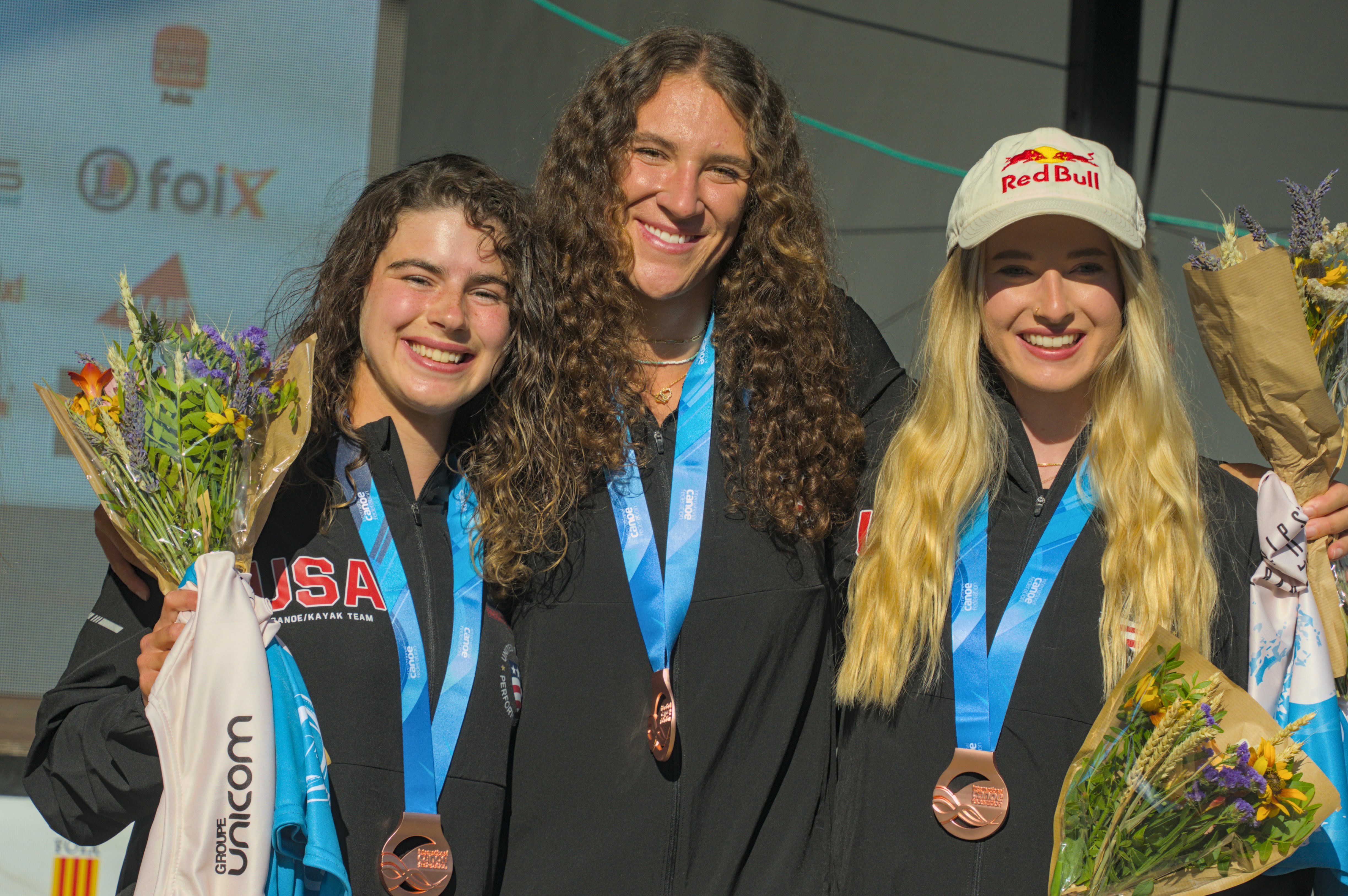 Marcella Altman, Ria Sribar and Evy Leibfarth with their bronze medals