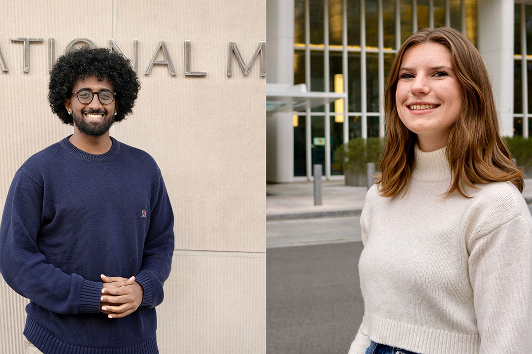 Students Simon Debesai and Abigail Ruggles (right)