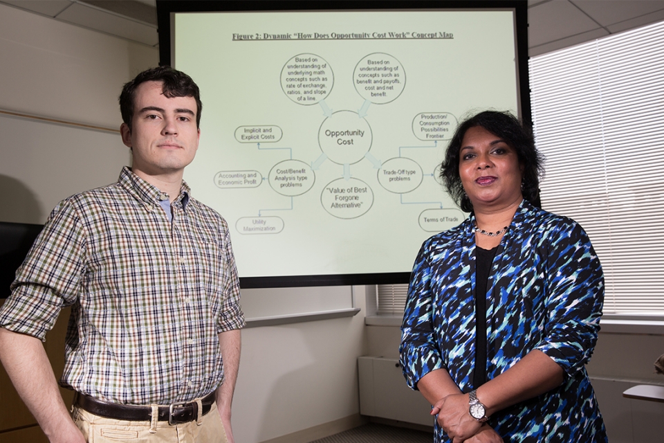 Luther Rice fellow Connor Delaney and his faculty mentor, Economics Professor Irene Foster, developed a concept-map strategy for