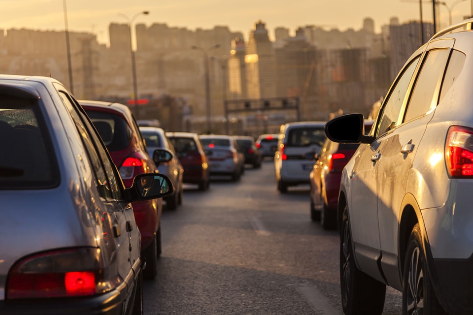 Cars stuck in traffic