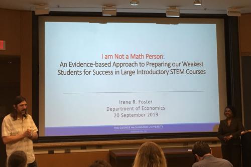 Professor Irene Foster delivers a lecture